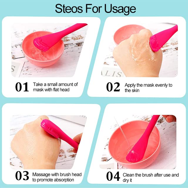 MobFest® Double-Sided Silicone Face Cleansing Brush & Massager with Spatula Stick - Gentle Exfoliation for Deep Pore Cleaning - Perfect for Daily Skincare & Makeup Removal Routine