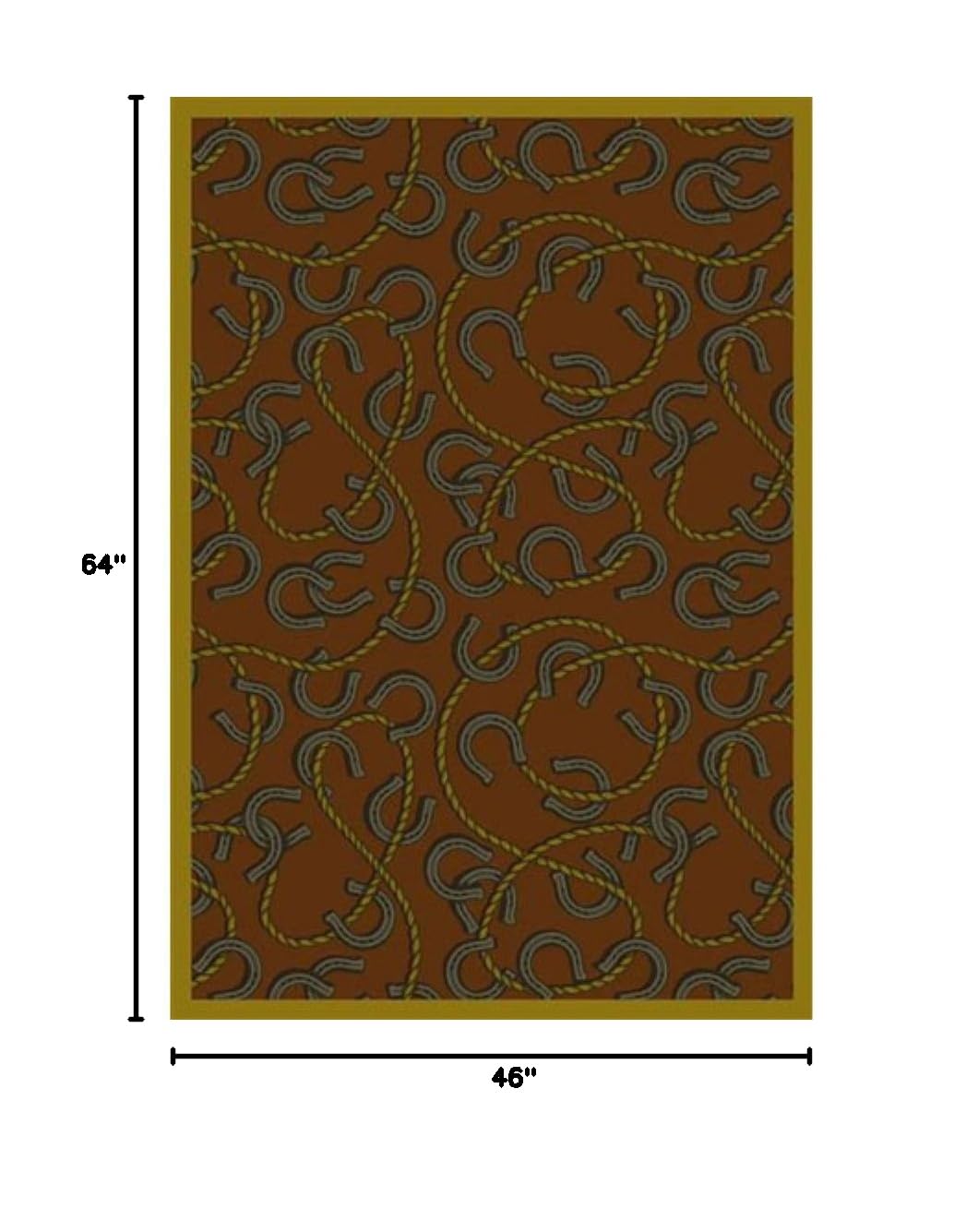 Joy Carpets Kaleidoscope Rodeo Whimsical Area Rugs - Rust Color Non-Slip Kids Playroom Rug for Nursery, Bedroom & Play Areas