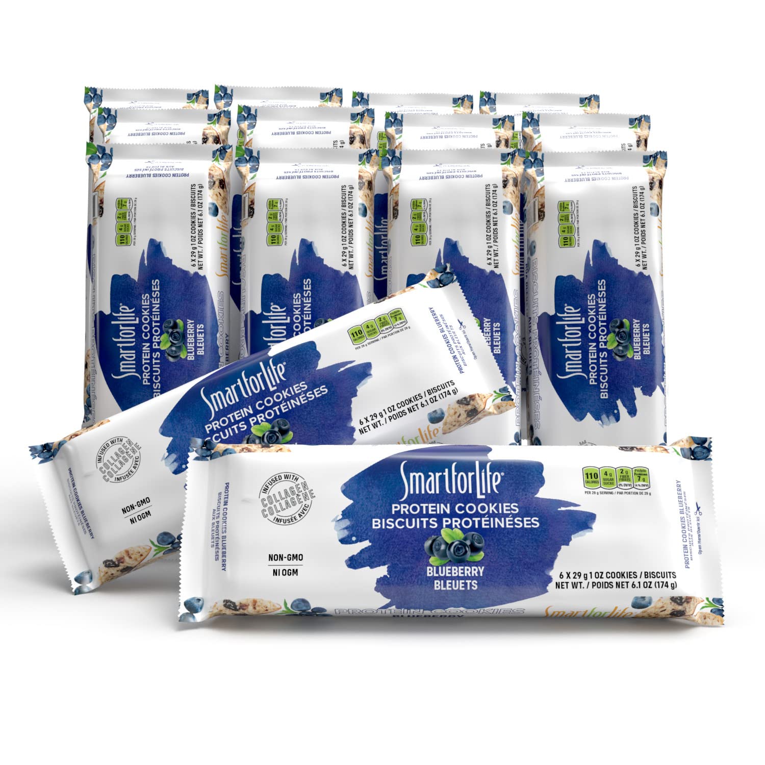 Smart for Life Blueberry Protein Cookies - High Protein, Low Sugar, Low Calorie, High Fiber Diet Cookies - 2 Weeks Supply - Meal Replacement & On-the-Go Snack - Perfect for Weight Loss, Keto Diet & Busy Lifestyles
