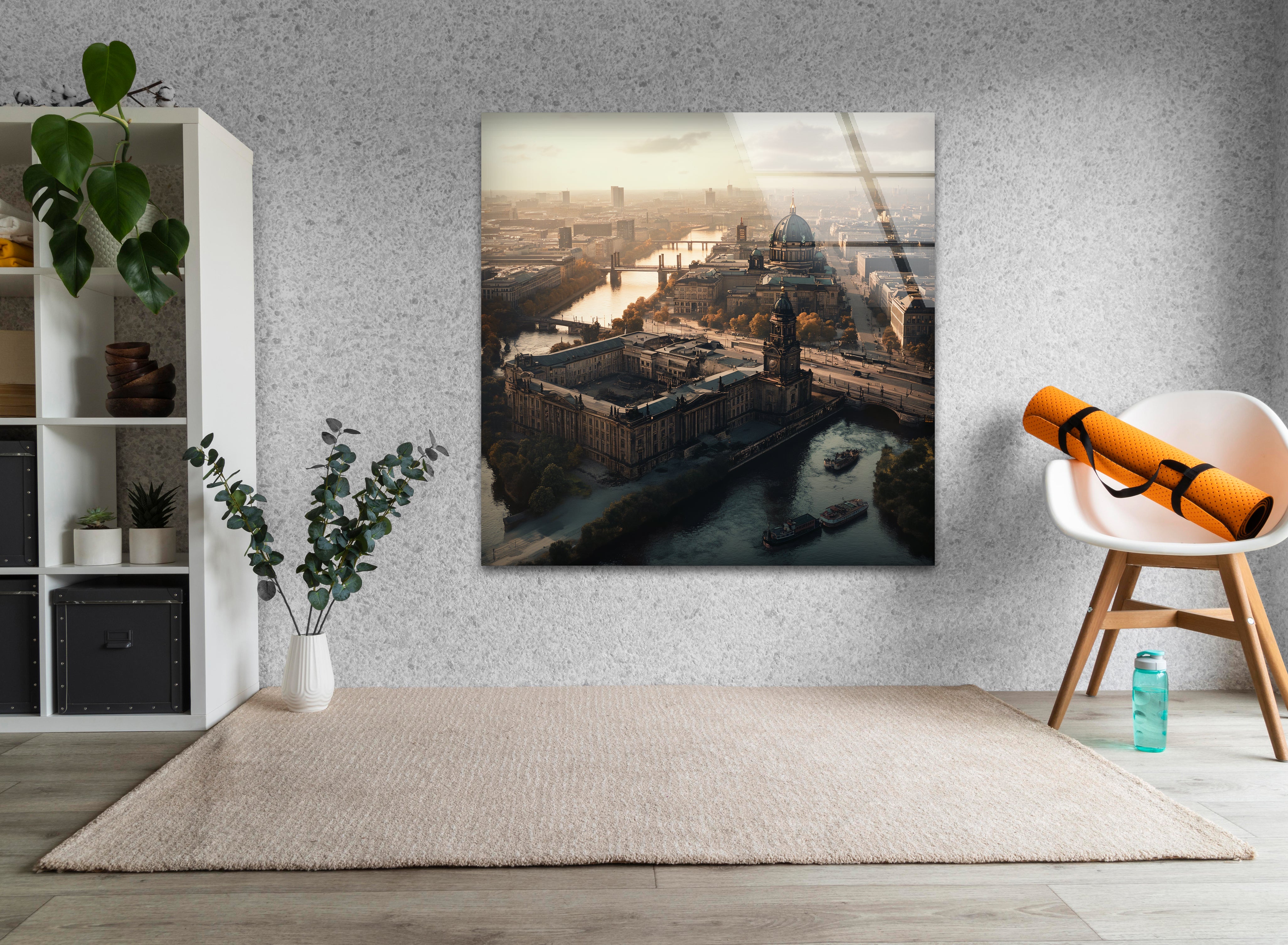 Berlin Sunset Glass Wall Art - Handmade Modern Home Decor for Living Room, Bedroom & Office - Perfect Gift for Housewarming & Holidays