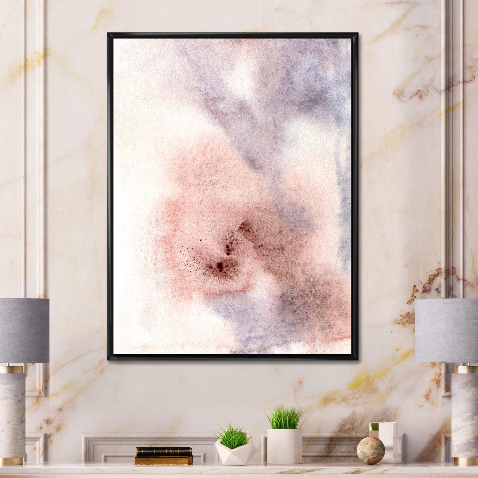 Pastel Abstract Canvas Wall Art with Blue, Pink, Beige & Red Spots - Modern Framed Print for Living Room, Bedroom & Office Decor