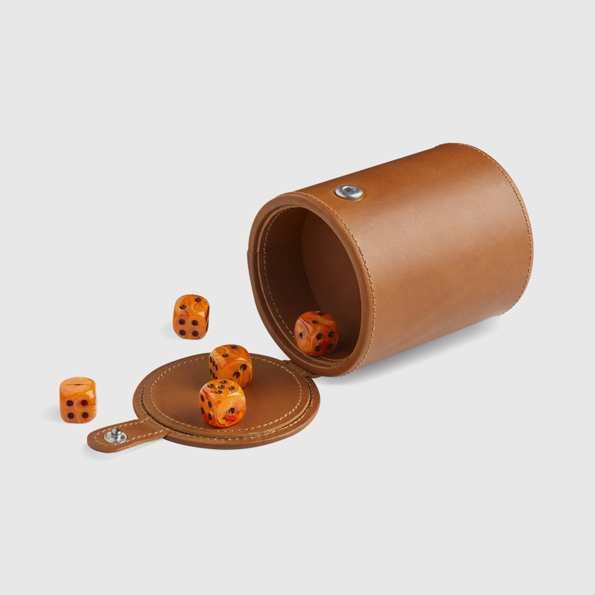 Premium Leather Dice Cup with 5 Polyhedral Dice Set - Perfect for Dungeons & Dragons, Board Games & Casino Night Entertainment