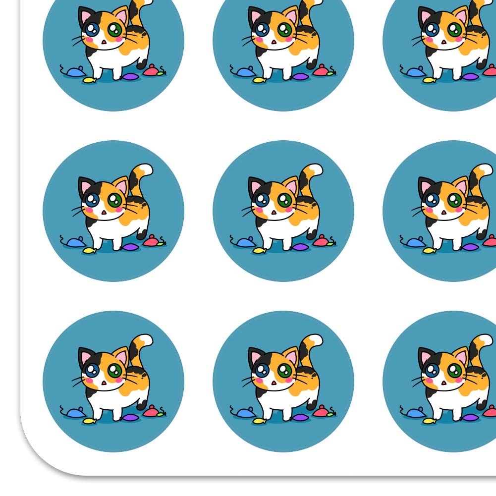 Calico Kitten Planner Stickers - Cute Cat Themed Scrapbooking & Crafting Decals for Journals, Calendars, DIY Projects - Perfect for Bullet Journals, Planners, and Gift Wrapping
