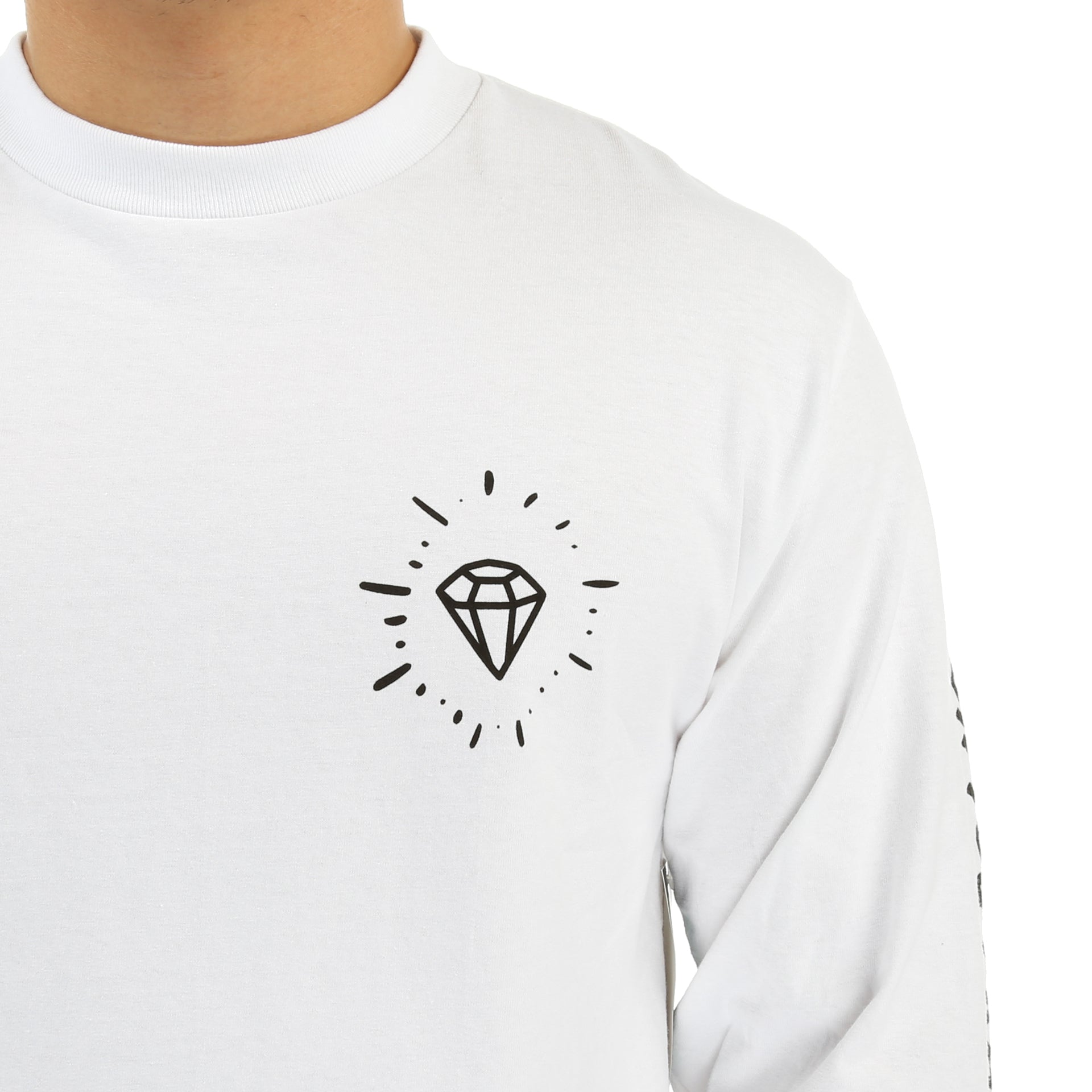 Diamond Outshine LS Tee - Premium White Long Sleeve T-Shirt for Men & Women | Casual Wear, Street Style & Everyday Comfort