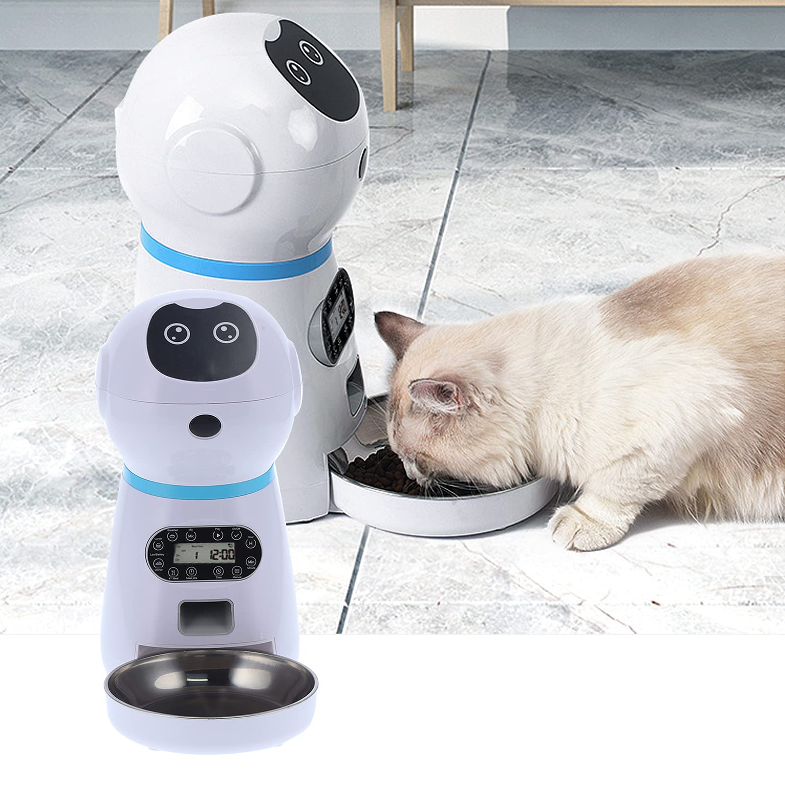Honio Automatic Pet Feeder - Smart Robot-Shaped Dog Food Dispenser with Bowl for Cats & Dogs | Perfect for Home, Travel & Busy Pet Owners