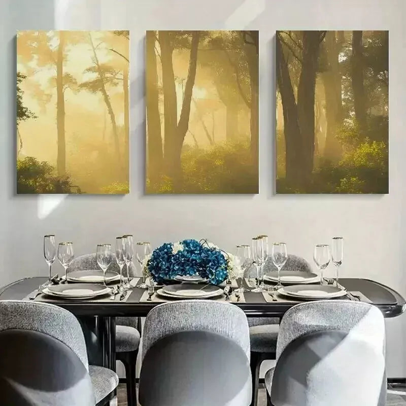 3-Piece Forest & Trees Misty Views Wall Art Set - Framed Canvas Prints 50x70cm - High Quality Australian Made Wall Decor - Perfect for Living Room, Bedroom & Office Decor