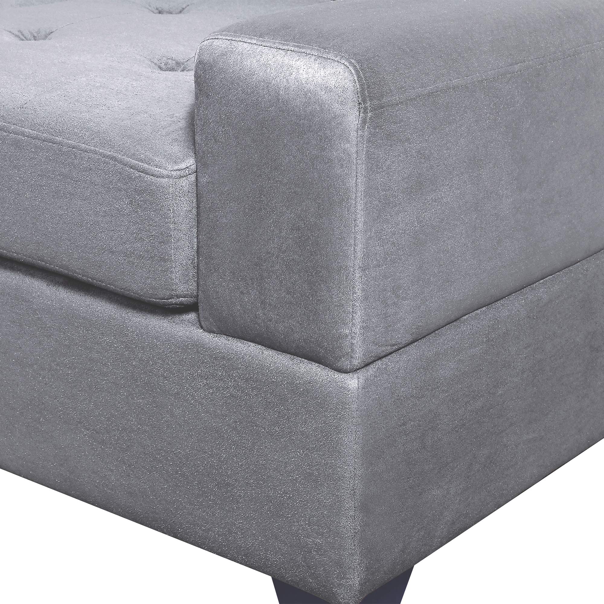 L-Shaped Sectional Sofa with Reversible Chaise, Storage Ottoman & Cup Holders - Modern Living Room Furniture Set in Light Gray | Perfect for Small Spaces, Family Gatherings & Movie Nights