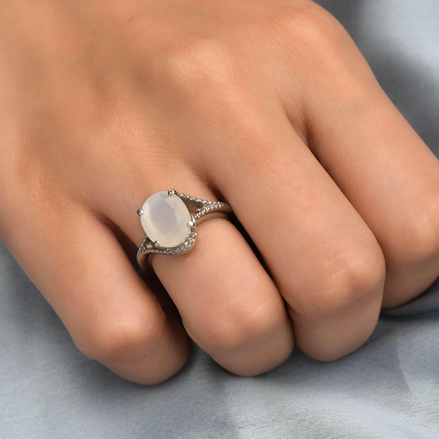 Shop LC White Moonstone Ring for Women - Stainless Steel 2.5 Ct - Elegant Birthstone Jewelry Gift for Her - Perfect for Birthday, Anniversary & Everyday Wear