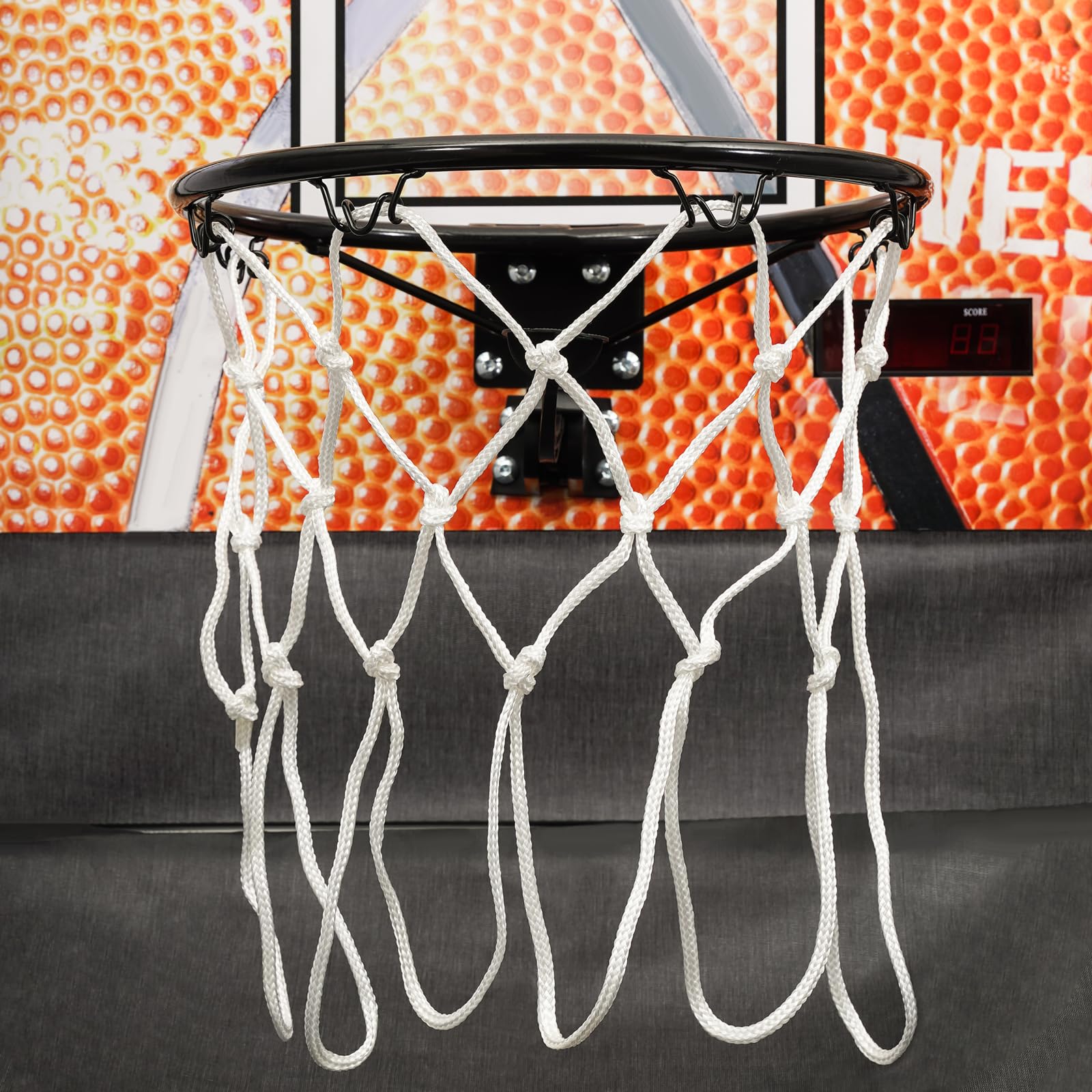 Electronic Indoor Arcade Basketball Game with LED Scoreboard - Single Hoop Basketball Set for Adults & Kids - Includes 3 Balls - Perfect for Home Entertainment, Game Rooms & Family Fun
