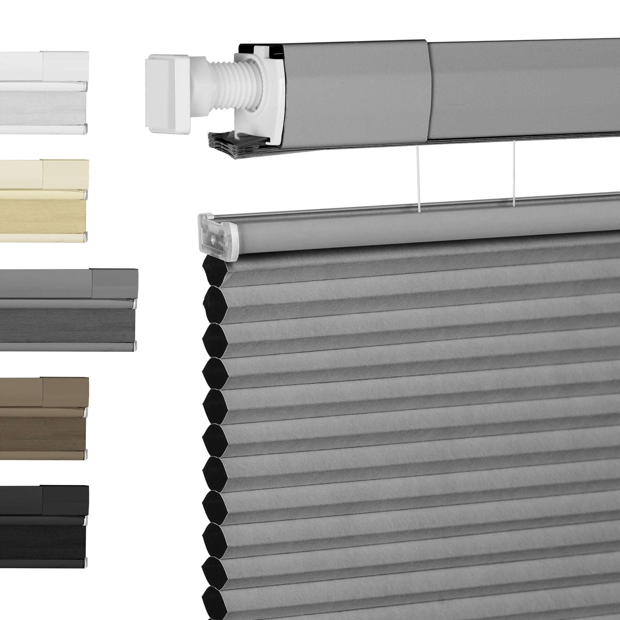 BERISSA Top Down Bottom Up Cordless Cellular Shades - No Tools No Drill Window Blinds for Easy Installation, Custom Size Blackout Light Gray - Perfect for Bedrooms, Living Rooms & Home Offices