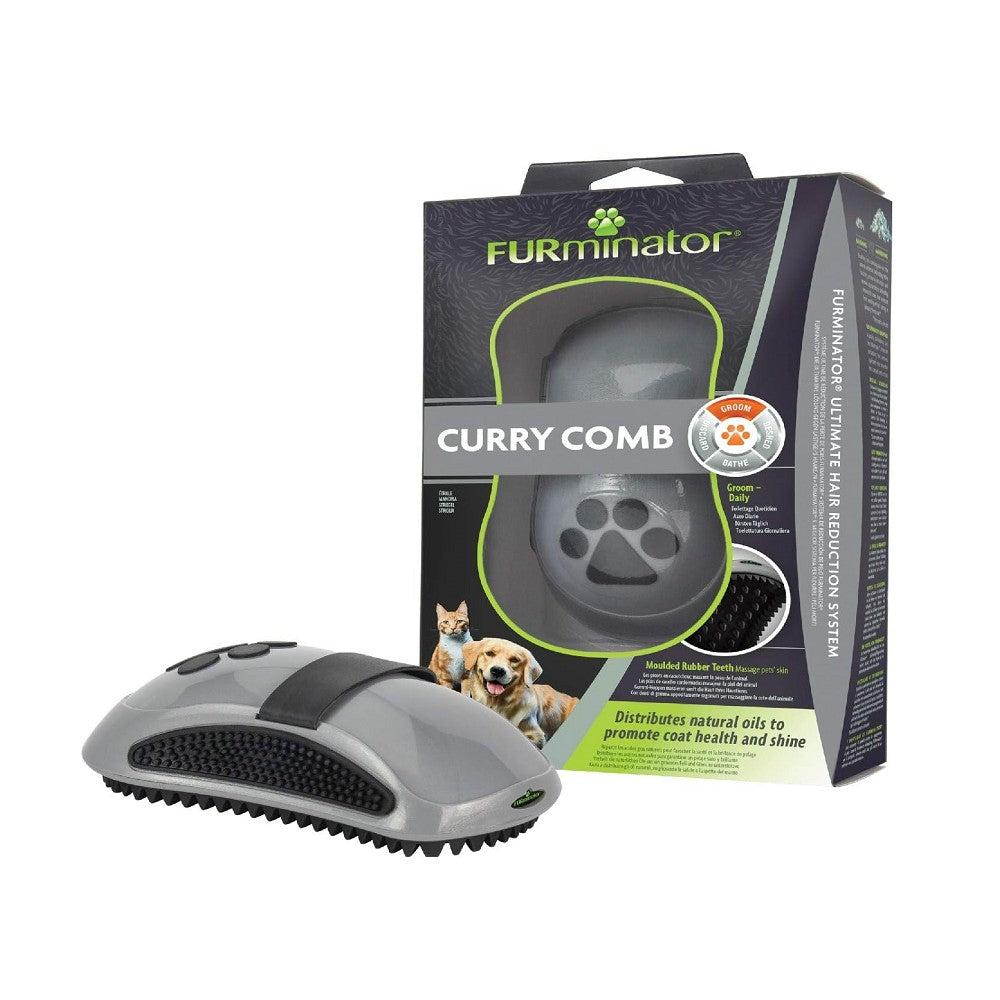 Furminator Curry Comb for Dogs & Cats - Deshedding Brush for Pets - Reduce Shedding & Hairballs - Perfect for Grooming at Home or Professional Use