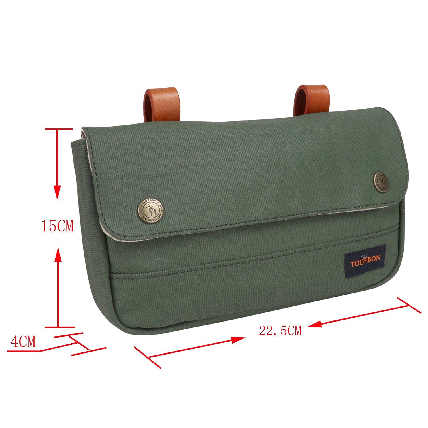 TOURBON Waterproof Bike Handlebar Bag - Durable Canvas Cycling Bag for Commuting, Touring & Outdoor Adventures