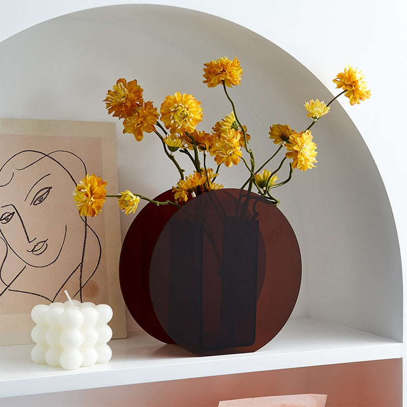 Modern Acrylic Vase & Desktop Organizer Set - Elegant Home Office Decor for Flowers, Pens & Stationery - Perfect for Work Desks, Bookshelves and Gift Giving