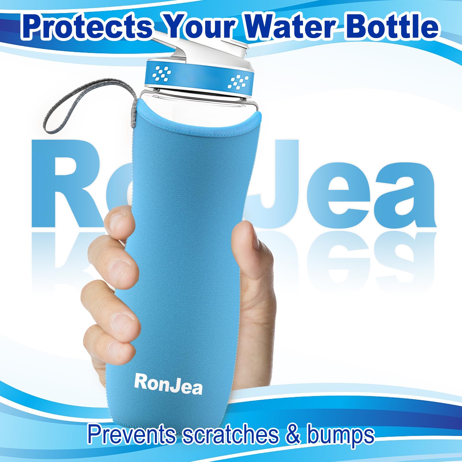 2Pcs Neoprene Sleeve for 22oz Cirkul Water Bottle - Insulated Water Bottle Cover to Keep Drinks Cold & Protect Bottle - Fits 22oz Plastic & Stainless Steel Cirkul Bottles (Blue) - Perfect for Gym, Hiking, Travel & Office Use
