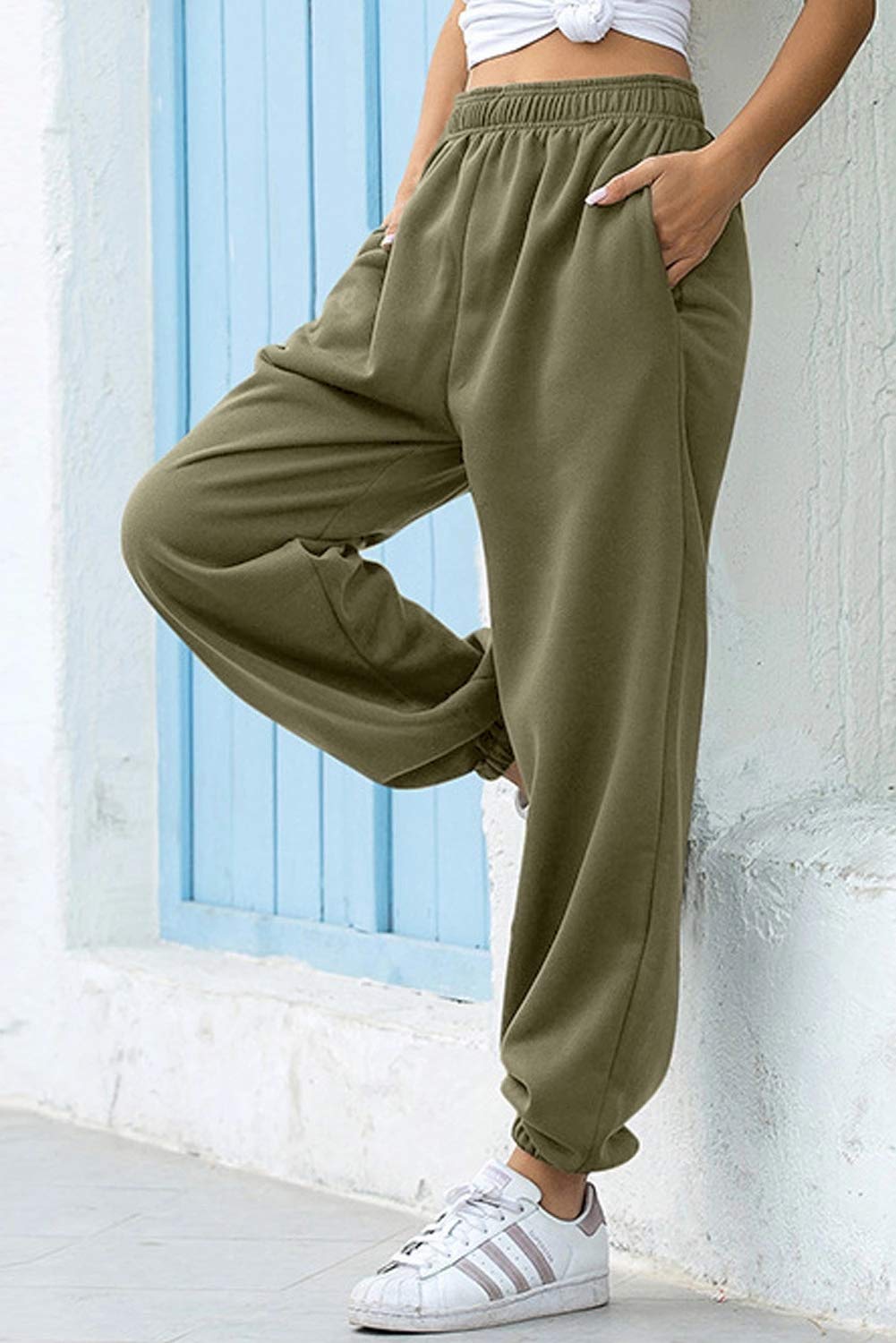 Women's High Waist Cinch Bottom Sweatpants with Pockets - Athletic Jogger Pants for Gym, Running & Lounge Wear - Comfortable Yoga & Workout Trousers for Women