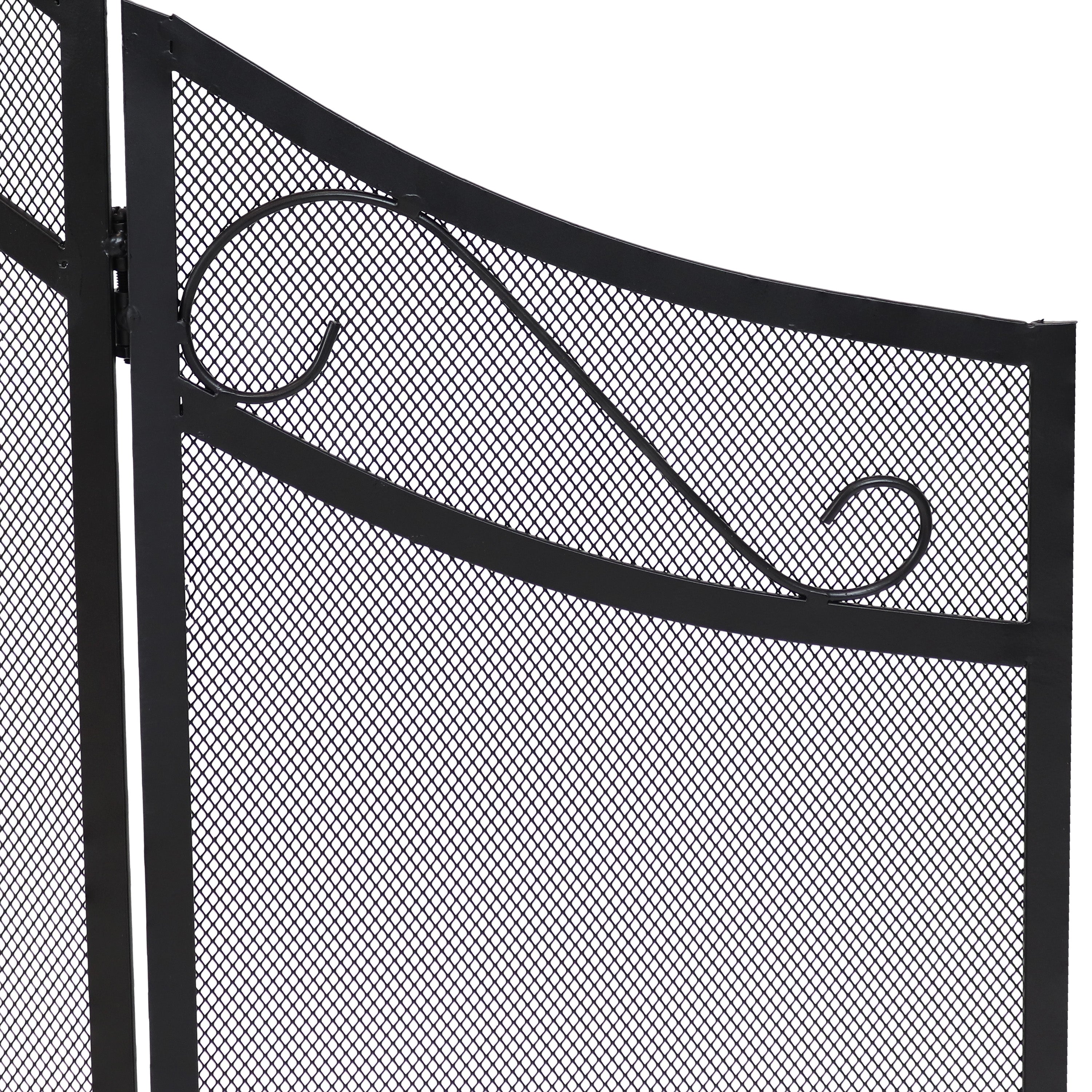 Sunnydaze 3-Panel Steel Fireplace Screen with Elegant Scroll Design - Foldable Fireplace Cover for Indoor & Outdoor Use - Perfect for Living Rooms, Patios, and Decorative Home Safety
