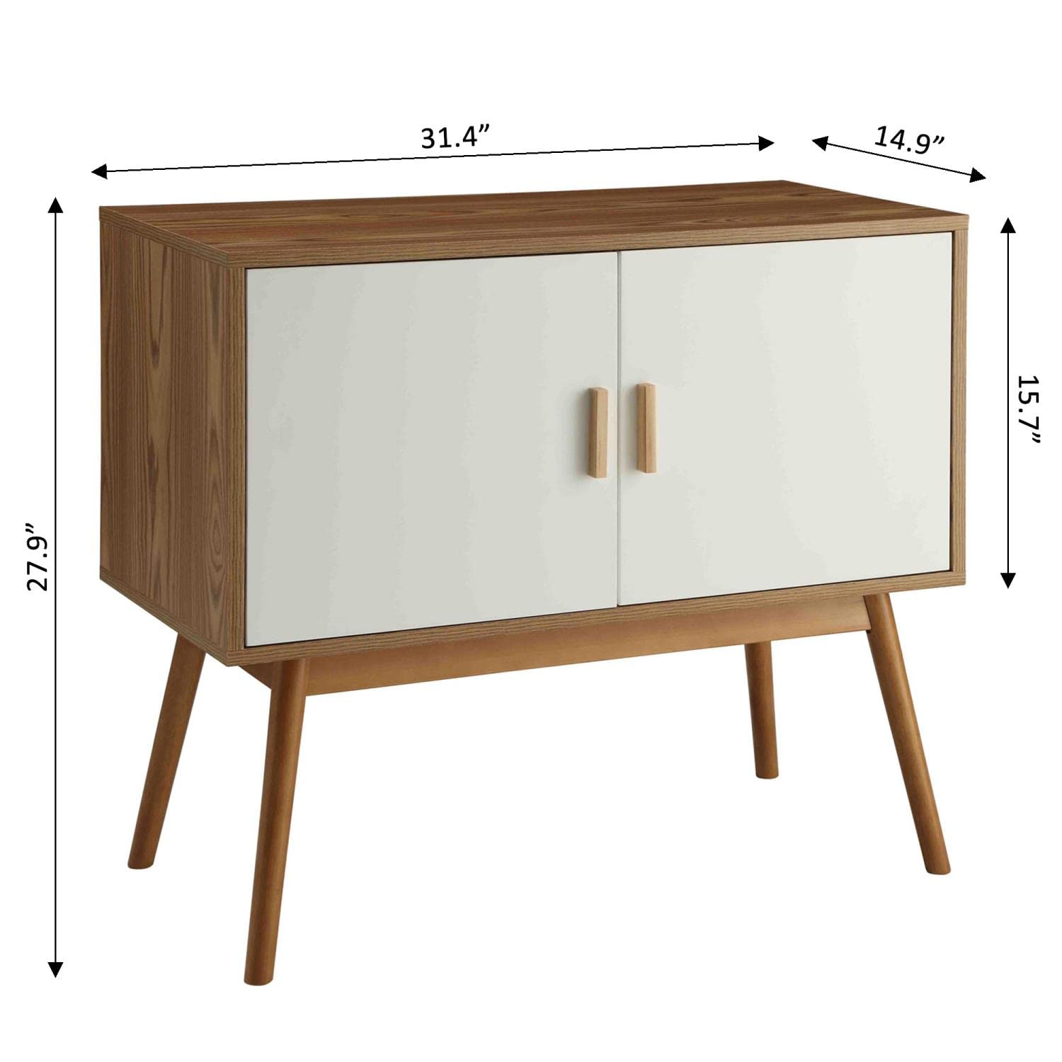 Convenience Concepts Oslo Storage Console - White & Natural Finish, Entryway Table with Shelves for Living Room, Bedroom, or Office Organization