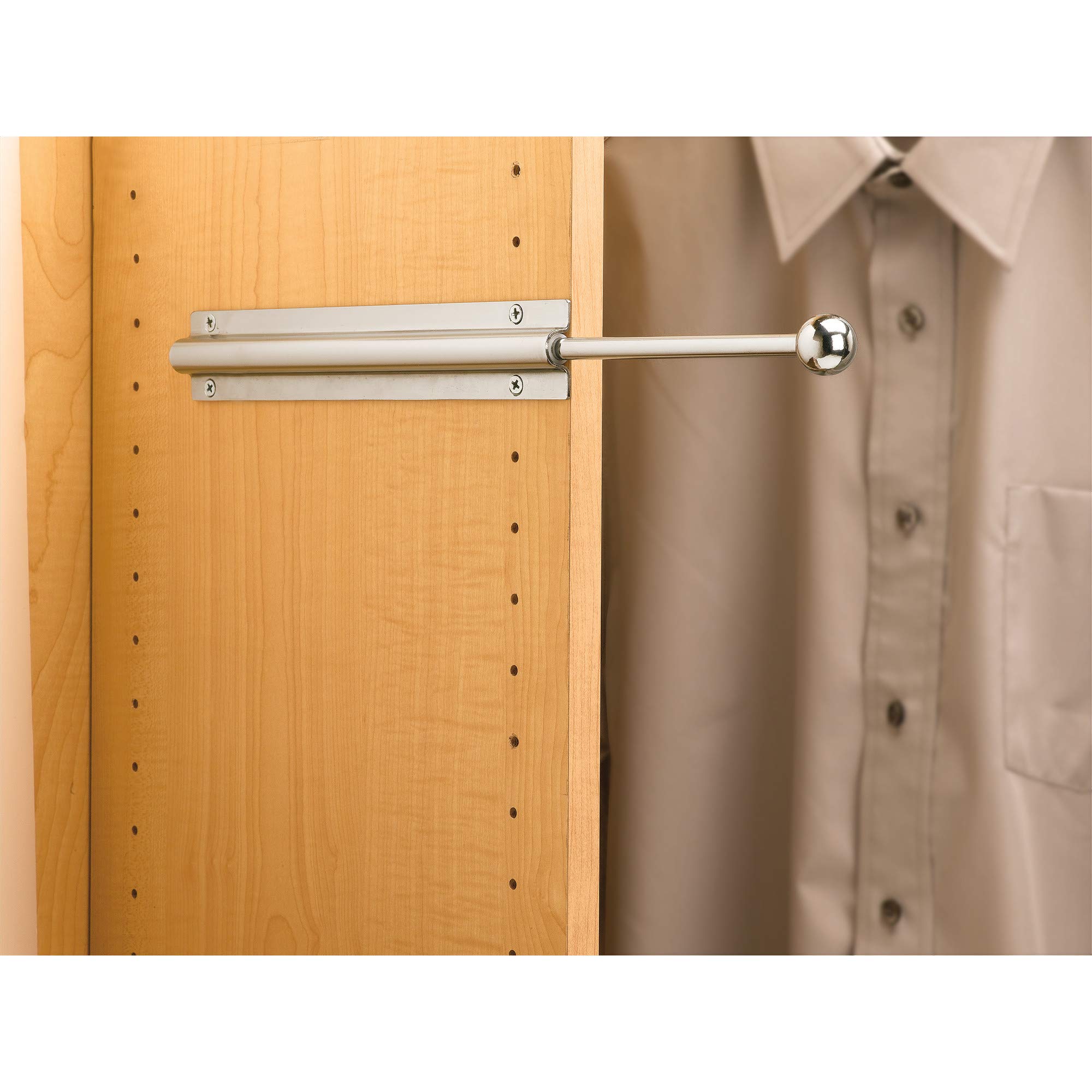 Rev-A-Shelf 6-Inch Extending Closet Rod - Adjustable Metal Clothes Hanger for Valet, Ties & Scarves Organization - Chrome Finish CVL-12-CR - Perfect for Walk-In Closets, Bedrooms & Entryway Storage