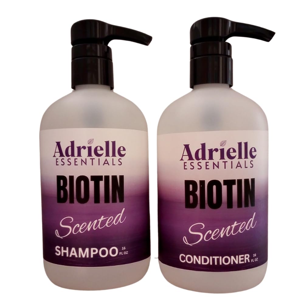 Adrielle Essentials Black Raspberry Vanilla Biotin Shampoo & Conditioner Set for Hair Growth - 32oz Each | Sulfate-Free & Nourishing Formula for Dry, Damaged Hair | Perfect for Daily Use & Salon-Quality Results at Home