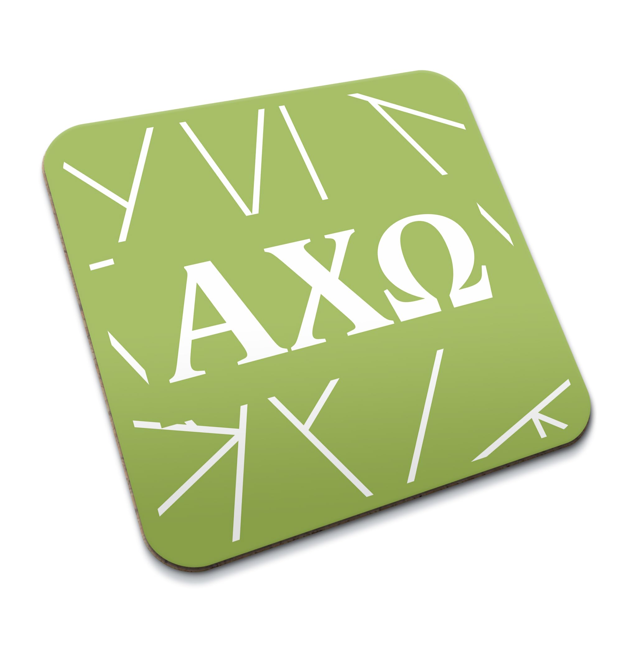 Alpha Chi Omega Square Drink Coasters Set of 4 - Cork Backed Hardboard Beverage Coasters for Coffee, Beer & Wine - Perfect for Dorm Rooms, Sorority Gifts & Home Bars