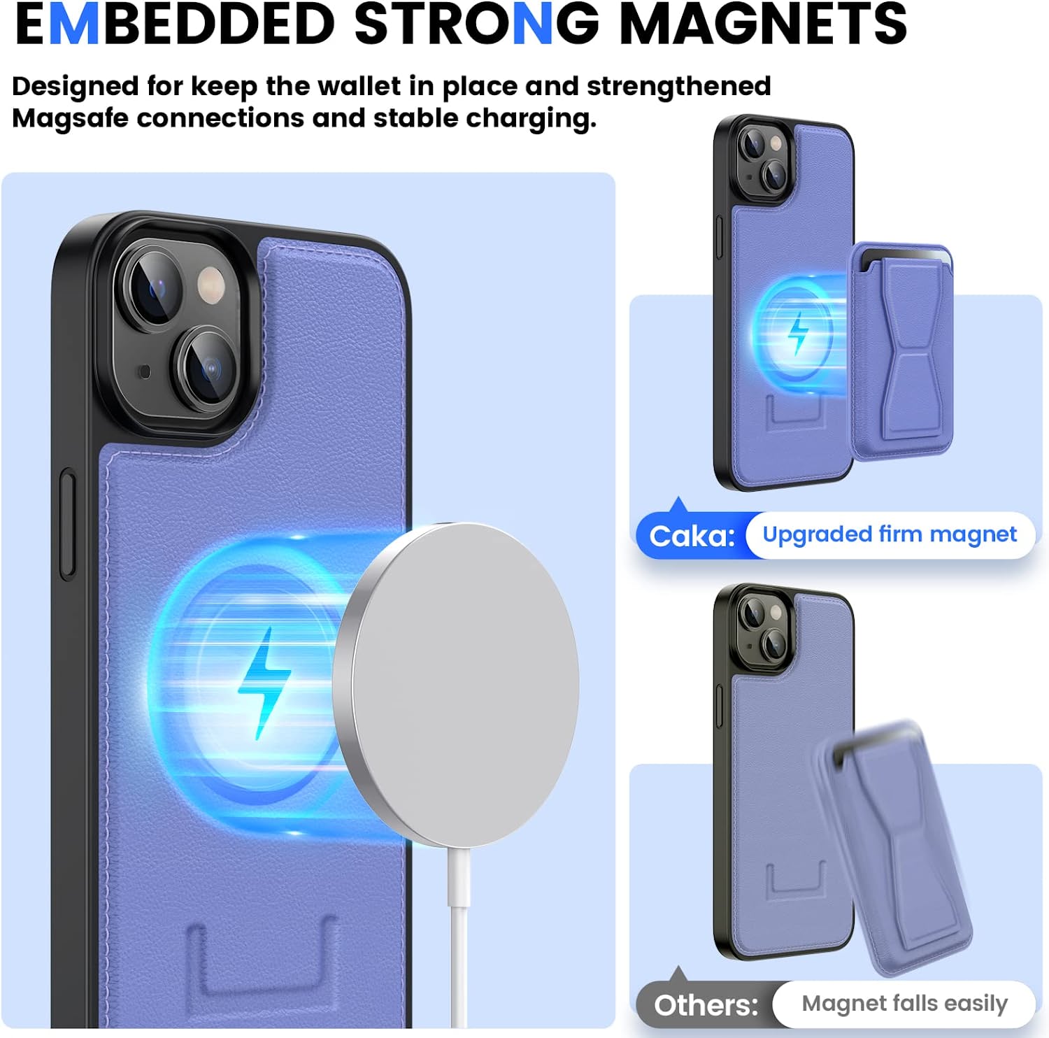 iPhone 14 Plus Case with Detachable Card Holder - Shockproof Protective Cover in Purple | Perfect for Everyday Use, Travel & Commuting