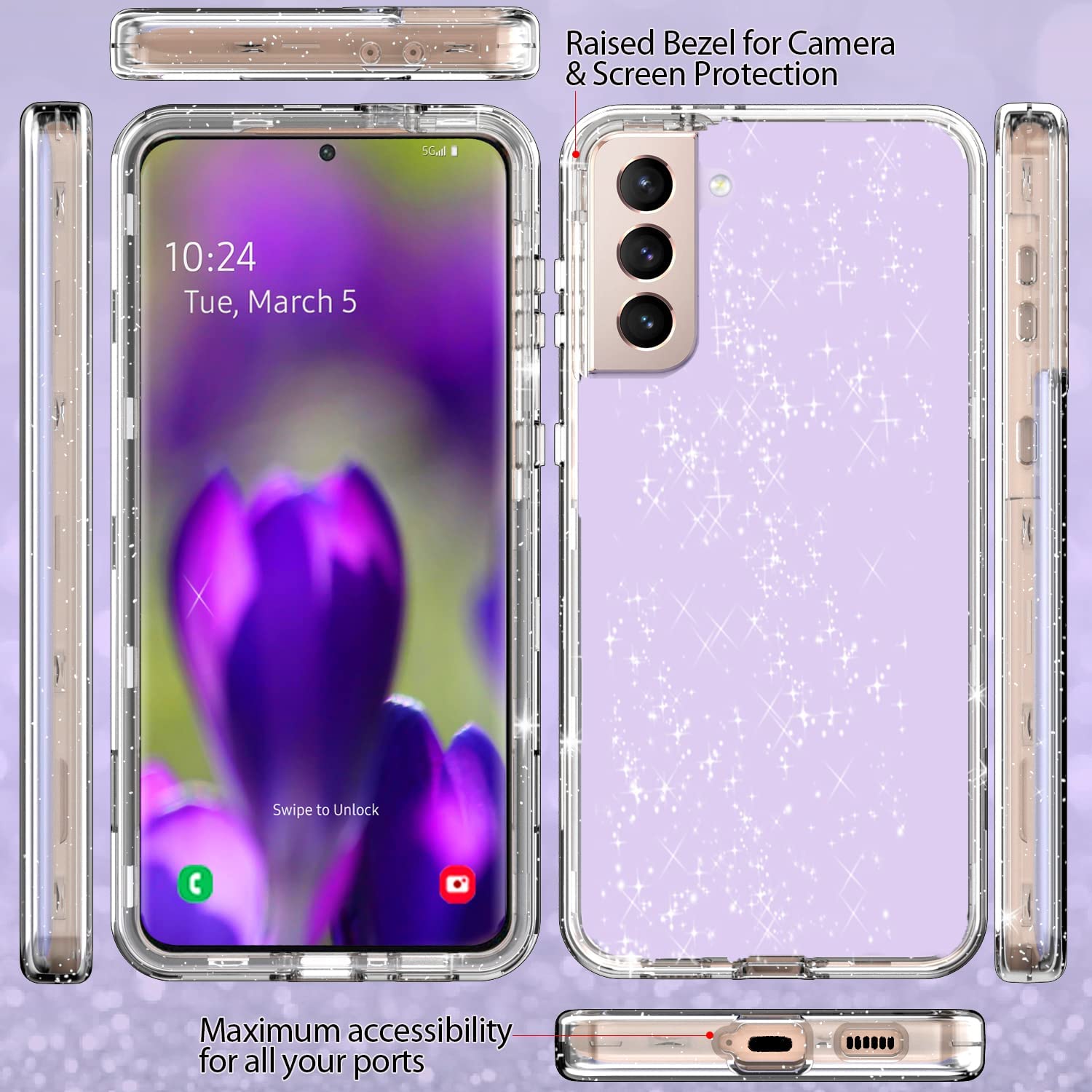 Premium Crystal Glitter Shockproof Case for Samsung Galaxy S22 - Heavy Duty Protection with Stylish Sparkle Design | Perfect for Everyday Use, Travel & Outdoor Activities