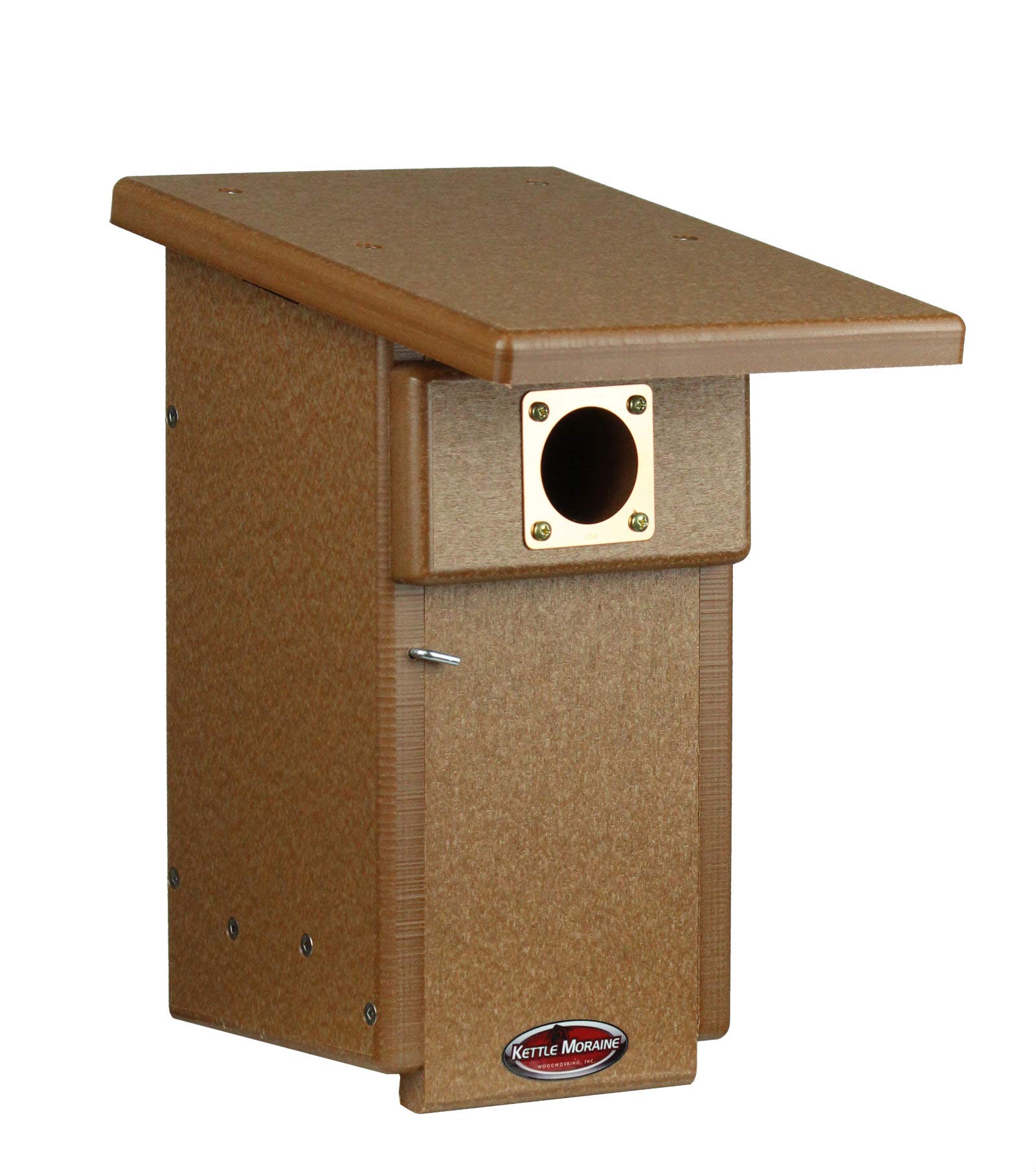 Eastern Bluebird Recycled Nest Box with Pole - Eco-Friendly Chocolate Brown Bird House for Backyard Wildlife - Perfect for Garden, Patio & Nature Conservation