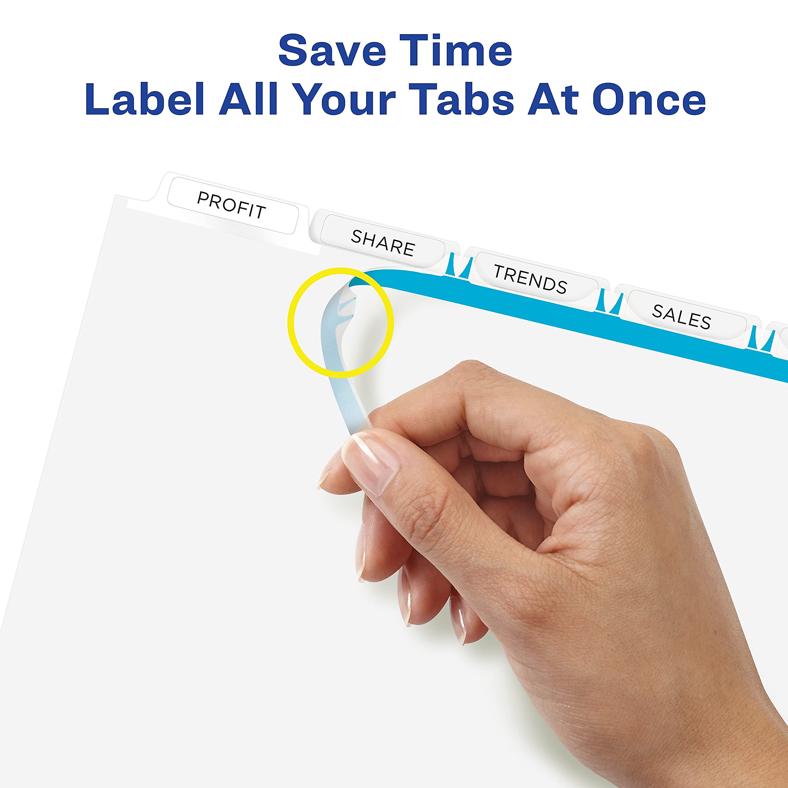 Avery 11416 Clear Label Index Maker Dividers, 8.5 x 11 Inches, White, 5 Tabs per Set - Perfect for Office Organization, School Binders & Document Filing