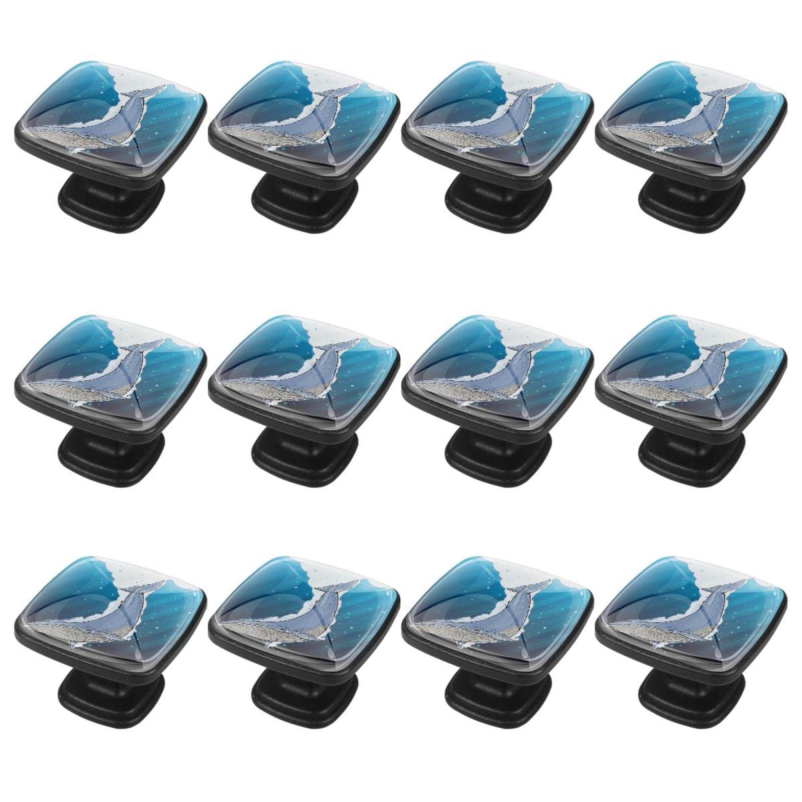 GIAPB 12Pcs Blue Whale Wave Bubble Cabinet Handles & Drawer Knobs - Decorative Hardware for Dressers, Kitchen Cabinets, Bathroom Vanities & Furniture Upgrades