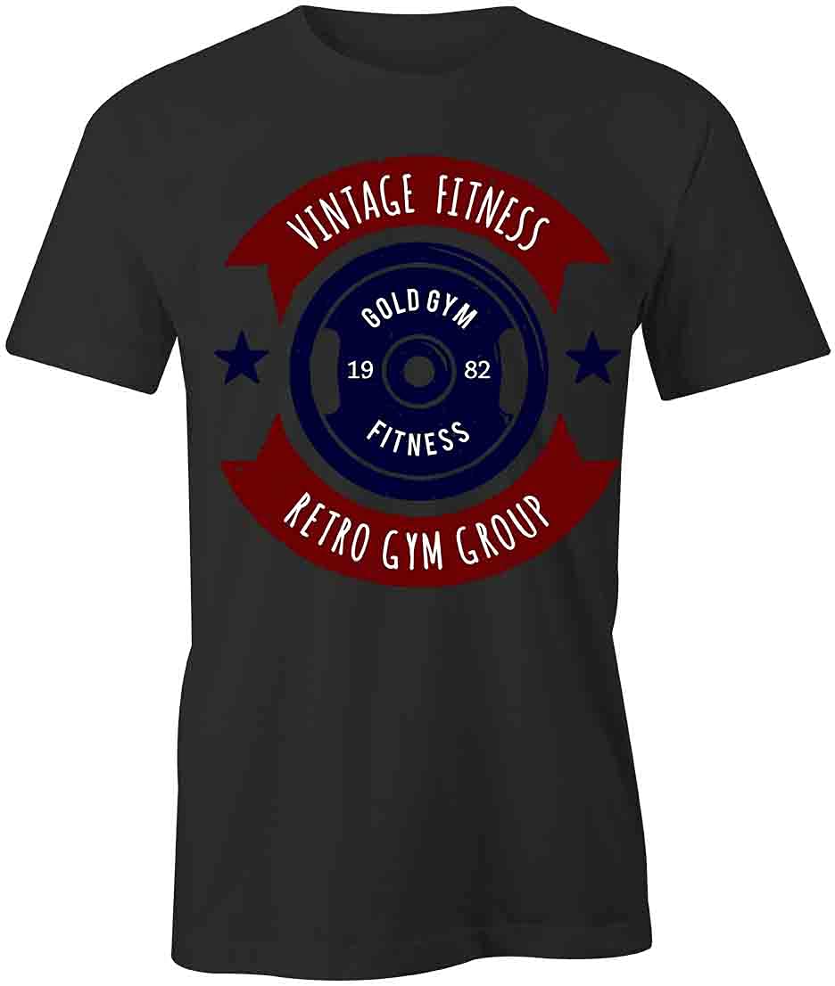 Vintage Fitness Retro Gym Group T-Shirt for Men & Women | Black Cotton Graphic Printed Tee | Workout, Bodybuilding & Gym Enthusiast Apparel