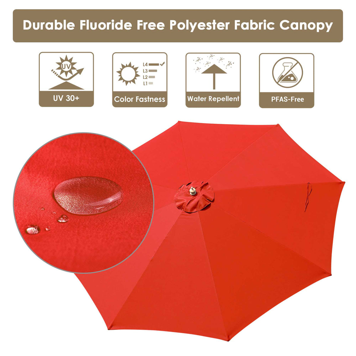 13ft 8-Rib Wooden Patio Umbrella with Heavy Duty Stand - Outdoor Market Umbrella for Garden, Poolside, Deck & Backyard Relaxation