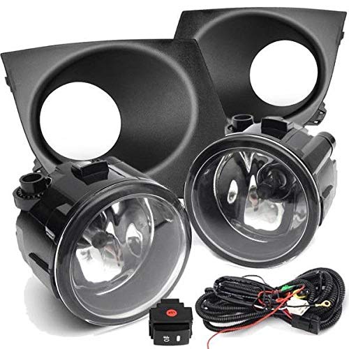 2007-2011 Nissan Versa Halogen Fog Light Kit with Bezels, Wiring, Switch & Bulbs - Direct Fit Replacement for Improved Night Visibility & Safety Driving