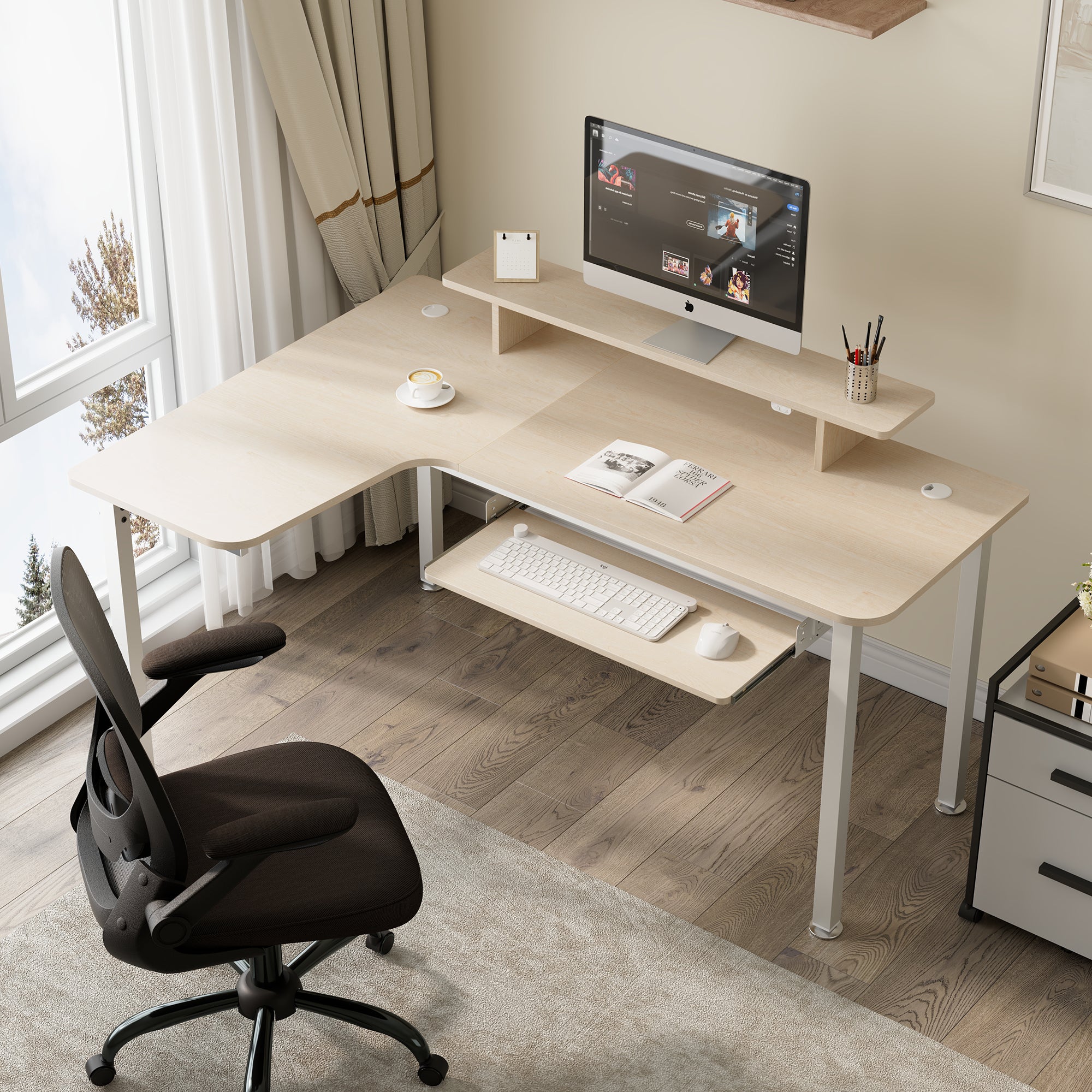 Ergonomic Pull-Out Keyboard Tray for Computer Desks - Adjustable Under Desk Keyboard Drawer for Home & Office Workspace