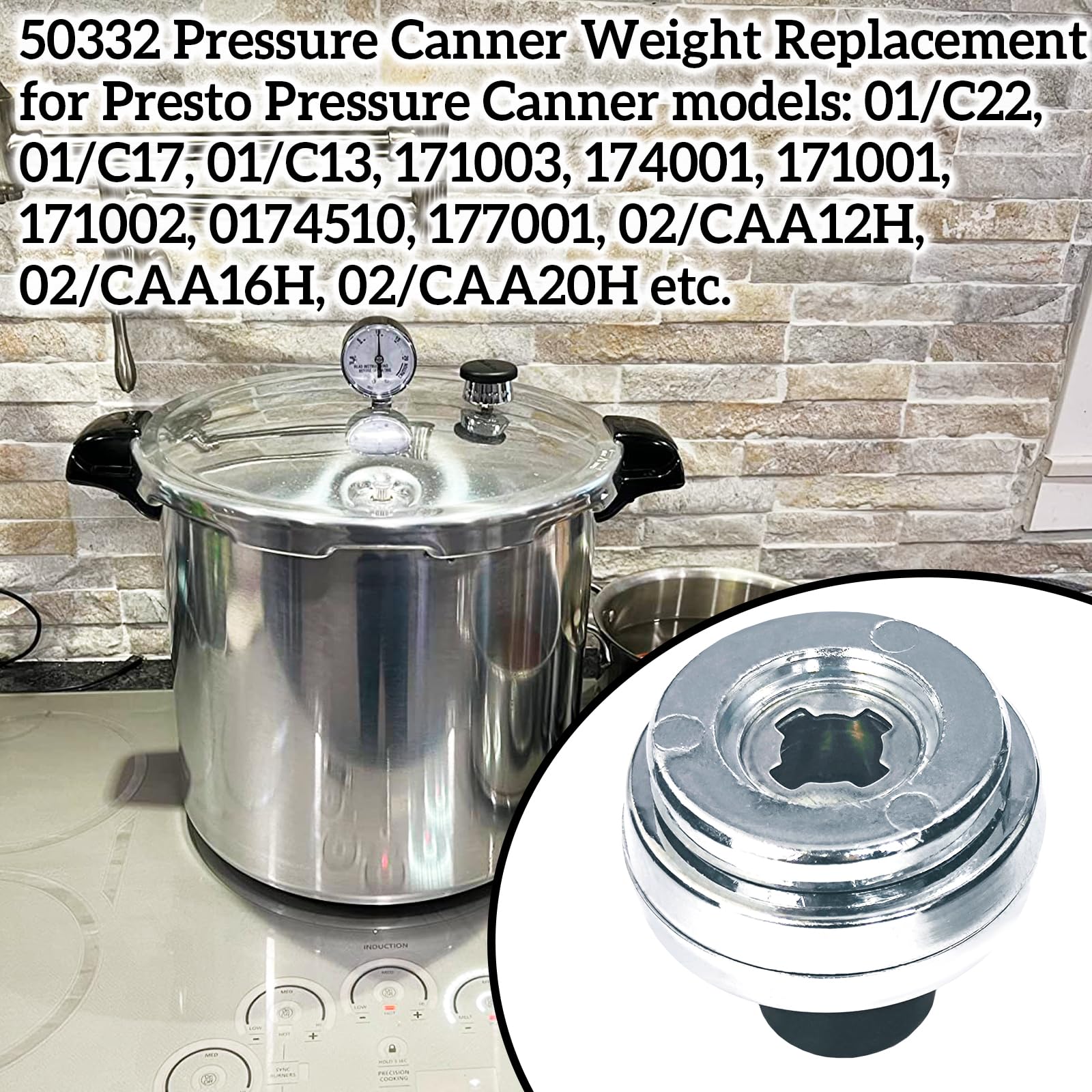 Presto Pressure Canner Regulator Weight 50332 - 3-Piece Set for Presto Pressure Cooker Models 0171001, 0174001, 6803571 - 5, 10, 15 lb Pressure Settings - Perfect for Home Canning, Preserving Fruits & Vegetables, and Pressure Cooking Meals