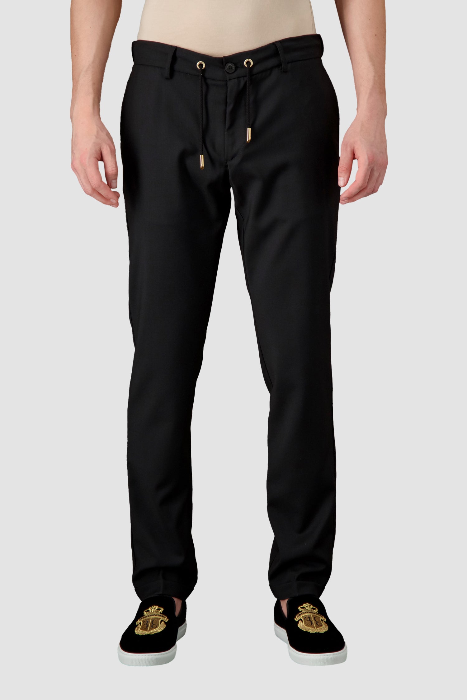 Billionaire Black Long Double B Trousers for Men - High Waist Slim Fit Dress Pants for Business, Office & Formal Occasions