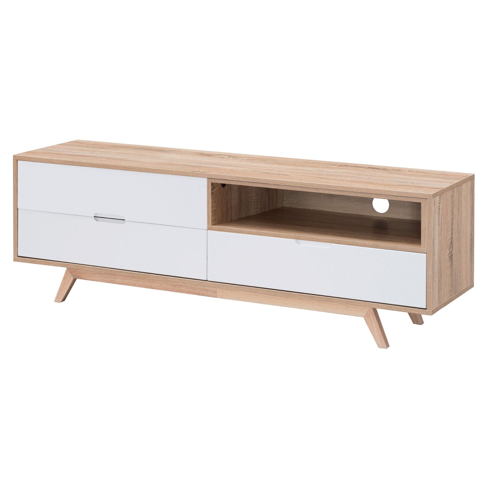 Criterion 1500mm Oak White Tuscany Entertainment Unit - Stylish TV Stand for Living Room & Home Theater Setup