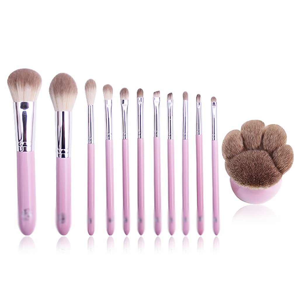 Premium 12-Piece Synthetic Makeup Brush Set - Soft Pink Makeup Brushes for Foundation, Blending, Contouring & Eyeshadow - Perfect for Professional & Everyday Makeup Application