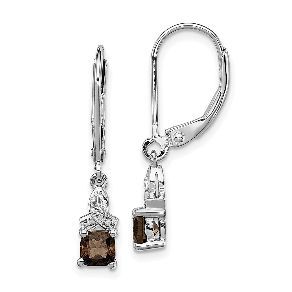 925 Sterling Silver Smoky Quartz Diamond Leverback Earrings - Elegant Drop Dangle Fine Jewelry for Women | Perfect Gift for Her, Birthday, Anniversary & Special Occasions | Everyday Wear & Evening Elegance