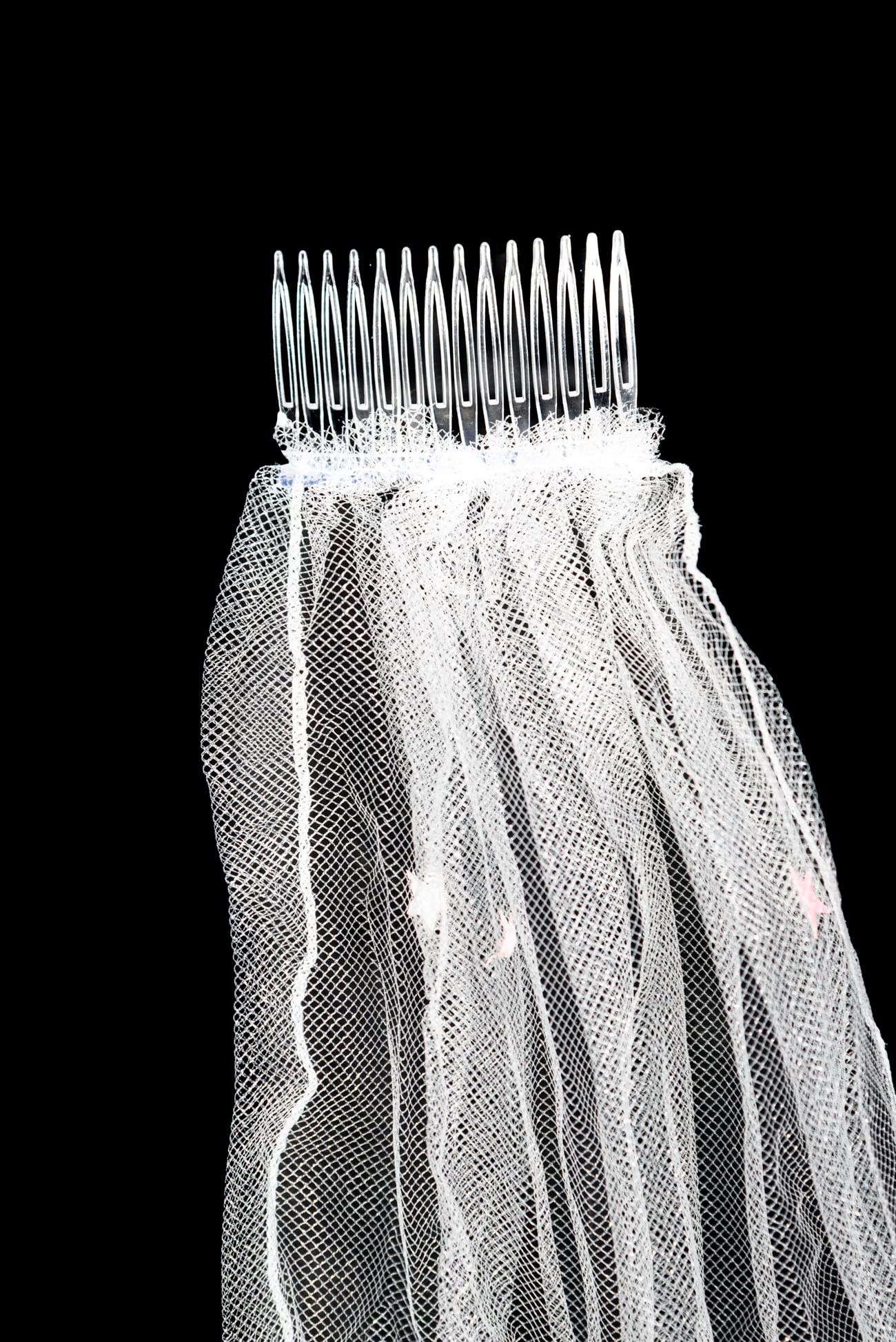White Short Bridal Veil Comb with Stars - Wedding Veil Hair Accessory for Bride to Be, Hen Night & Bachelorette Party - Perfect for Bridal Showers, Weddings, and Special Occasions