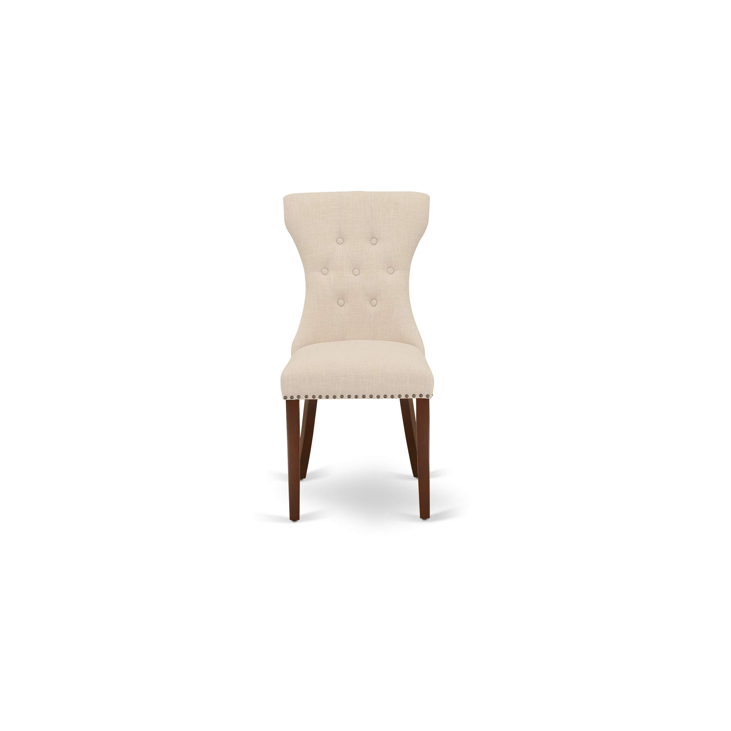 East West Furniture 5-Piece Mahogany Dining Set with Butterfly Leaf Table & 4 Linen Chairs - 32x54 Inch - Perfect for Small Kitchens, Breakfast Nooks & Cozy Family Meals