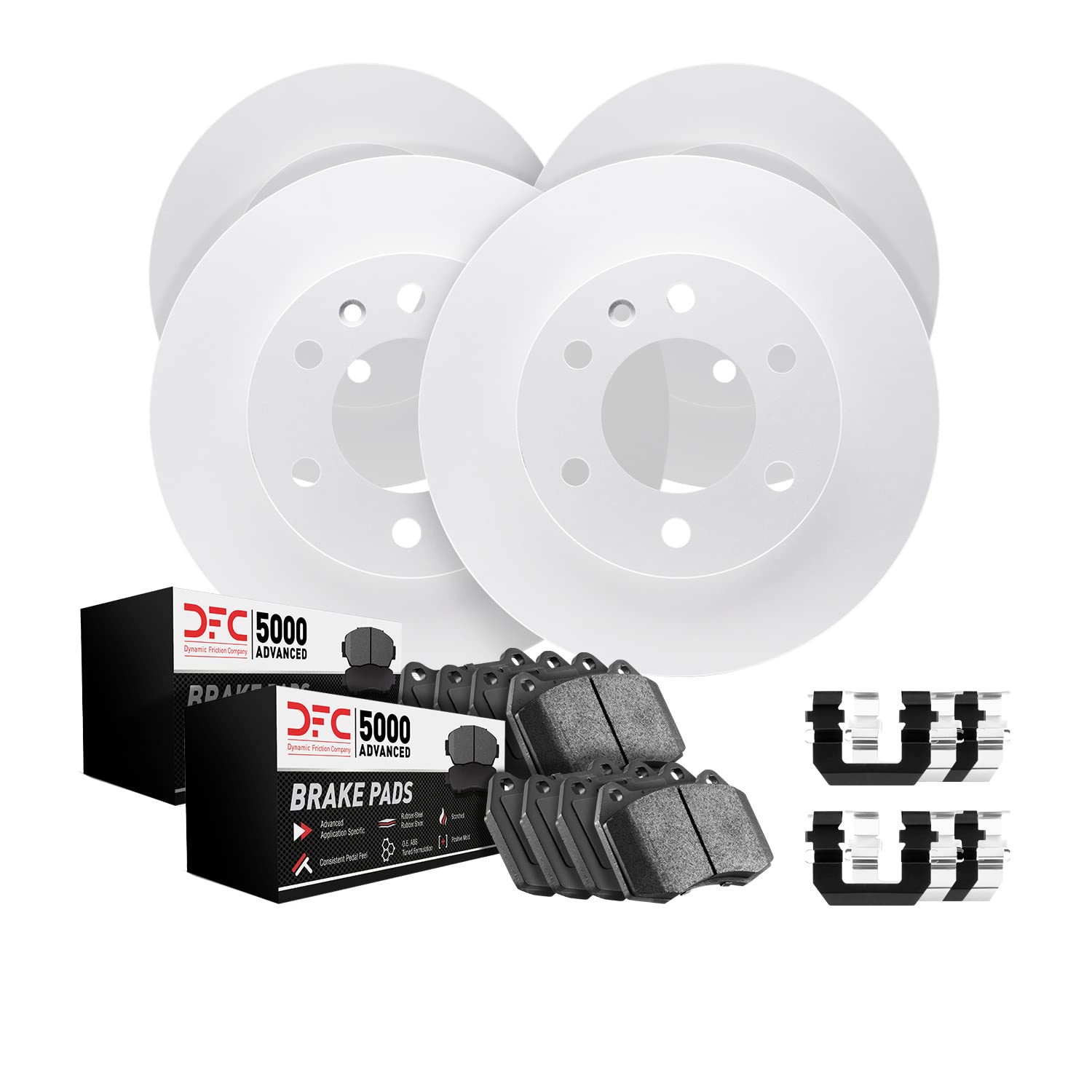 Dynamic Friction Company Front & Rear Brake Pads and Rotors Kit - 5000 Advanced Ceramic Brake Set for Cars, Trucks & SUVs | Durable & Quiet Performance | Perfect for Daily Commuting, Highway Driving & Heavy Loads