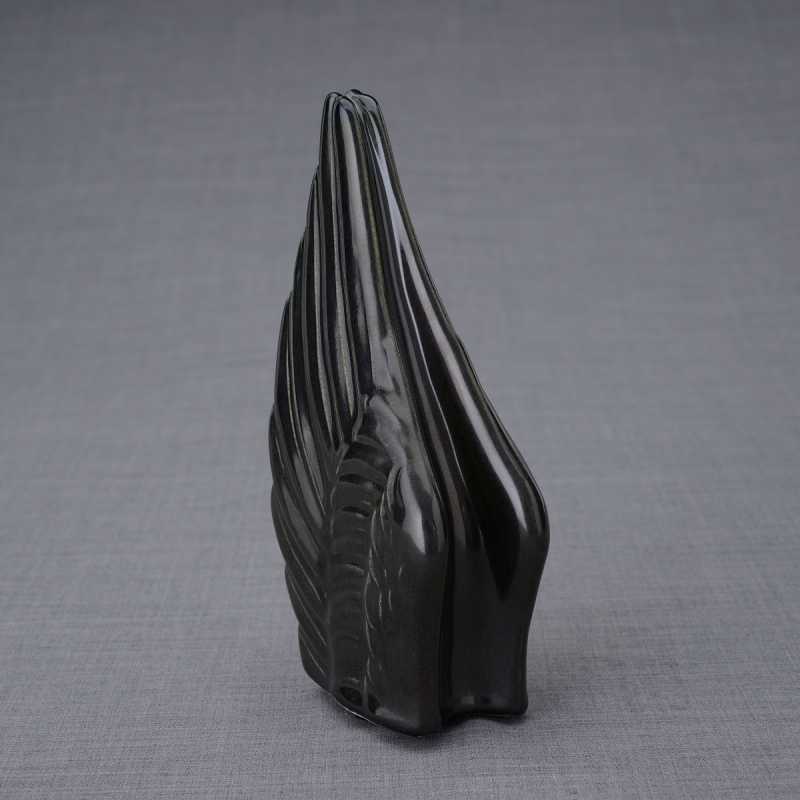 Black Angel Wings Ceramic Cremation Urn - Small Keepsake Urn for Ashes Sharing | Memorial Display for Home, Funeral, or Cemetery