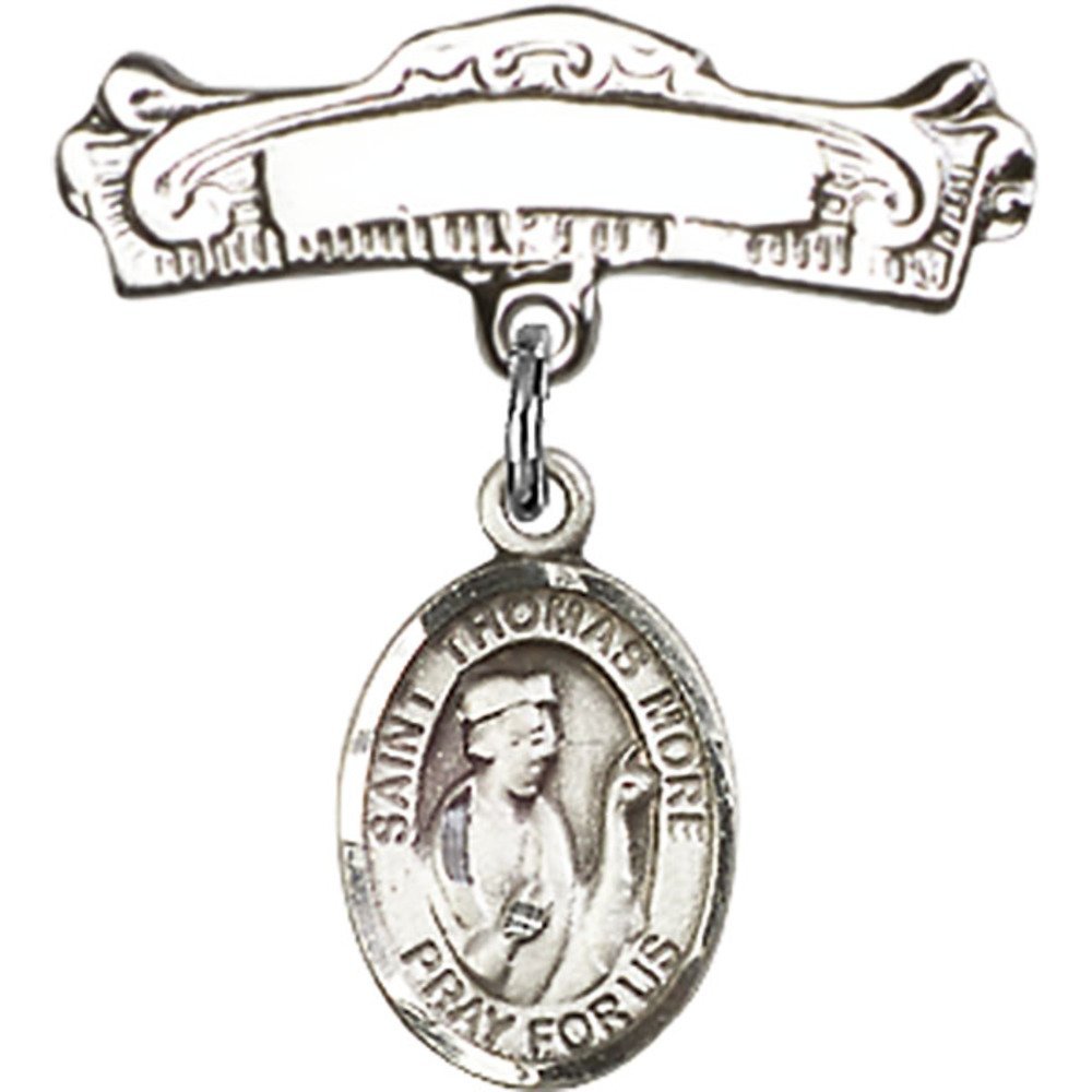Sterling Silver Baby Badge with St. Thomas More Charm - 7/8