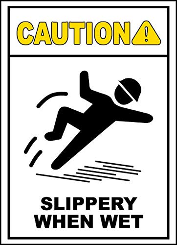 Vinyl Safety & Warning Stickers Bundle - 5-Pack Caution Slippery When Wet Signs + Warehouse Stickers (13