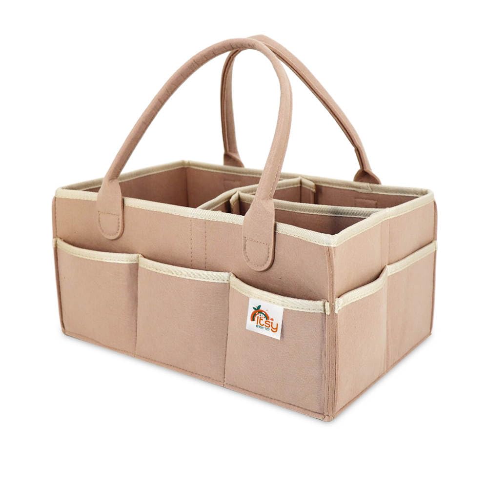 Itsy Bitsy Tot Diaper Caddy Organizer - Large Nursery Storage & Car Organizer for Baby Essentials (Tanny Peach) - Perfect for Diaper Changing Stations & On-the-Go Parenting