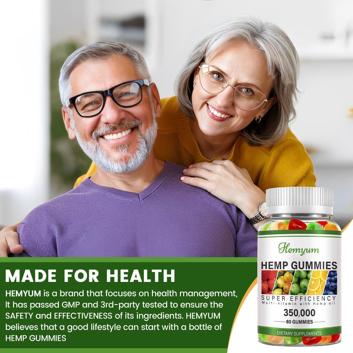 Premium Organic Hemp Gummies 2-Pack - Natural Sleep Aid, Pain Relief & Anxiety Support with High Potency Hemp Oil Extract | Vegan, Non-GMO, USA-Made Hemp Supplement for Relaxation & Wellness