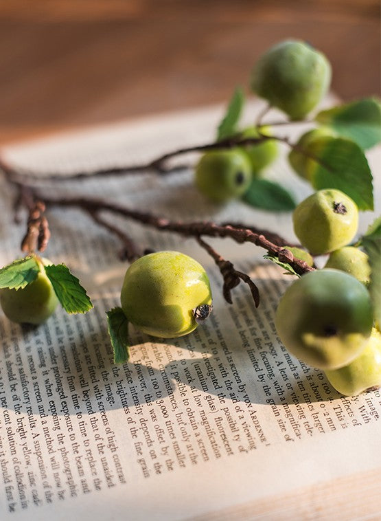 Artificial Green Apple Branch - Modern Floral Centerpiece for Dining Table, Home Decor, Wedding & Party Decoration - Faux Fruit Arrangement Ideas for Elegant Interior Design