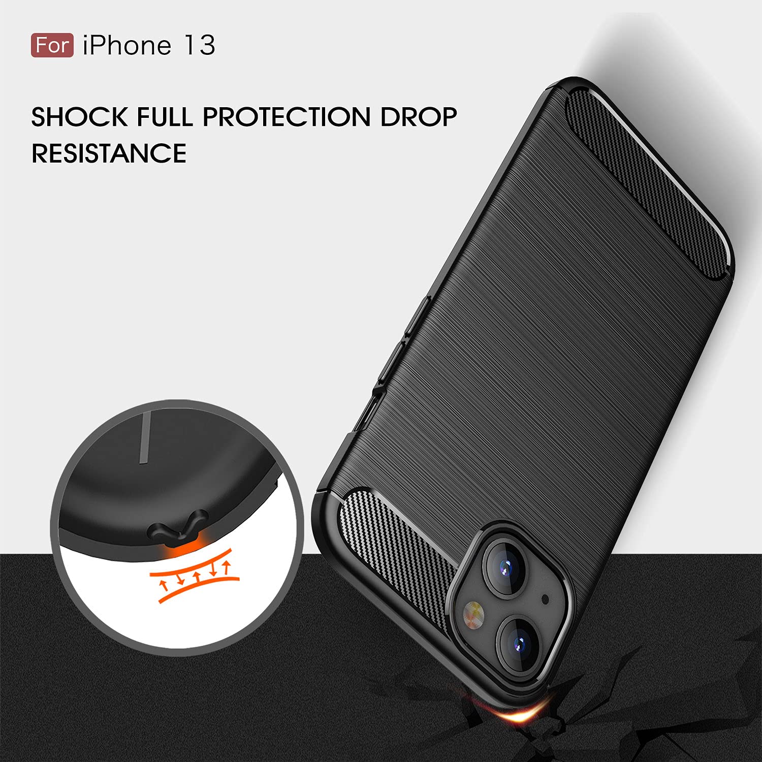 Carbon Fiber iPhone 13 Case (6.1 Inch) - Anti-Scratch Shockproof Protective Cover with Textured Design - Perfect for Daily Use, Outdoor Activities & Travel (Black)