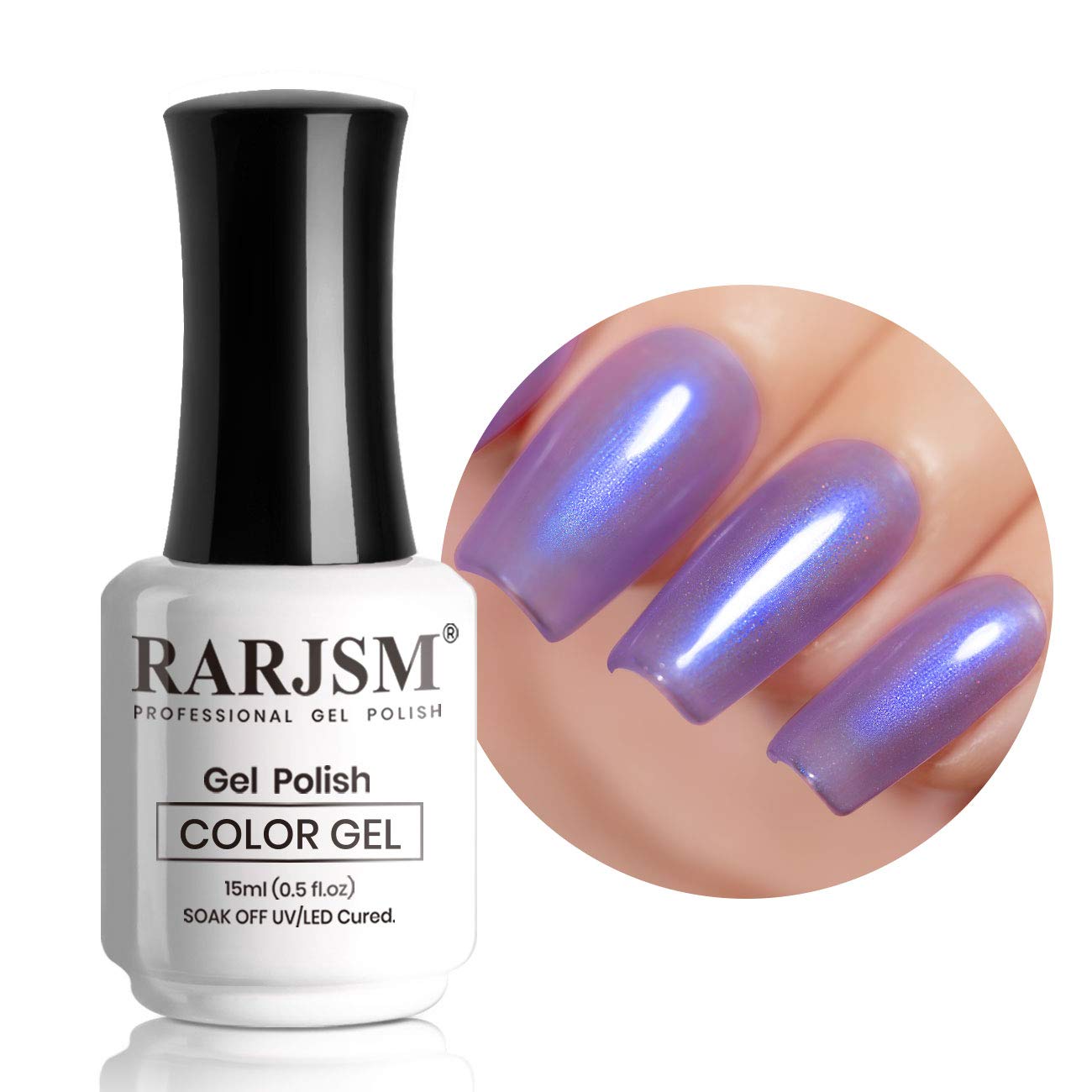 RARJSM 15ML Pearl Gel Nail Polish - Lavender UV LED Gel Polish for Nails, Quick Dry Shell Shiny Nail Varnish, Professional Salon Quality (Requires UV/LED Lamp) - Perfect for Home Manicures, Nail Art Designs, and Salon Use