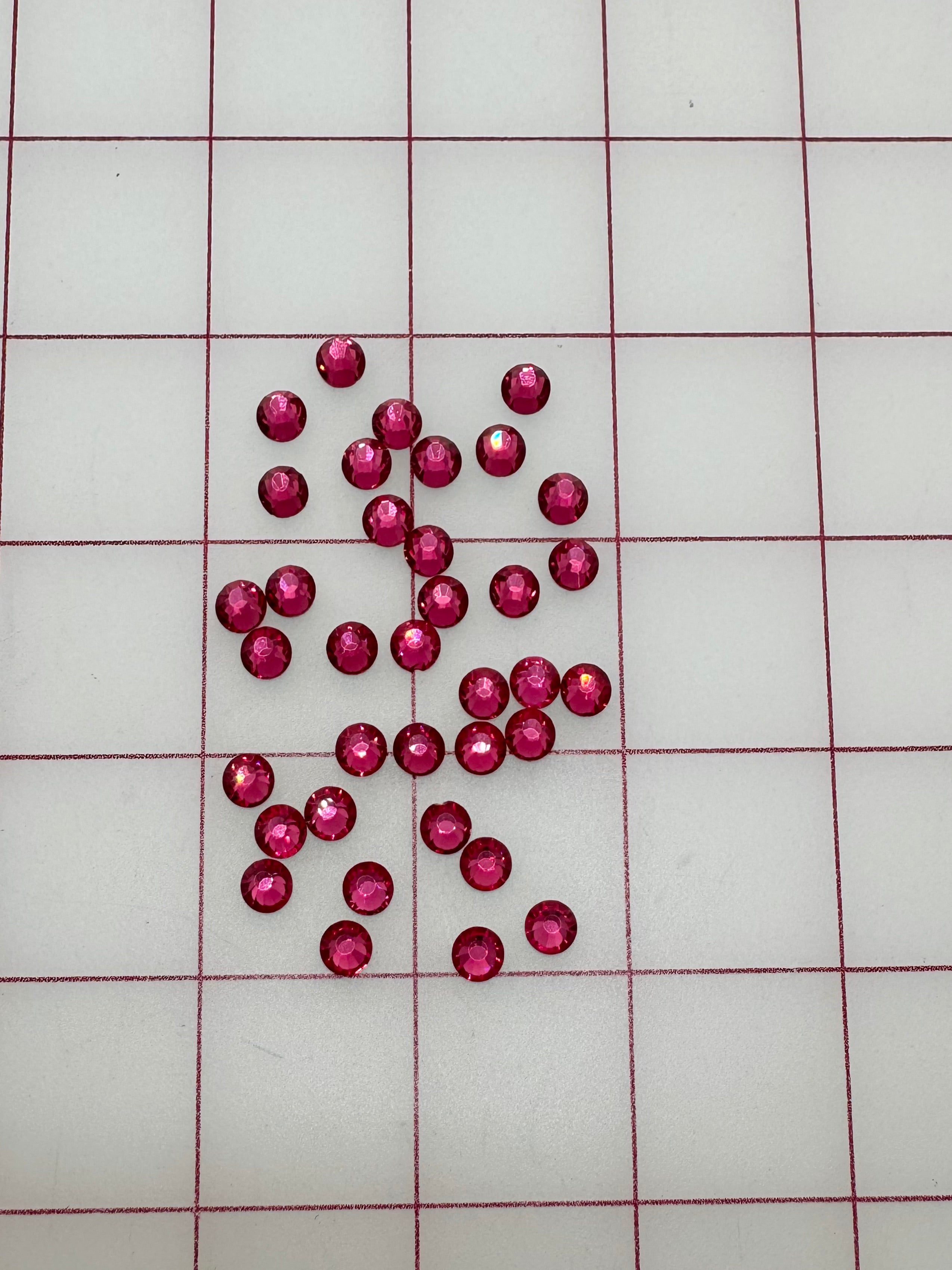 30ss Czech Bright Cut Deep Rose Rhinestones - 36PK Flat Back for Jewelry Making, DIY Crafts, and Fashion Accessories | New Color Available!